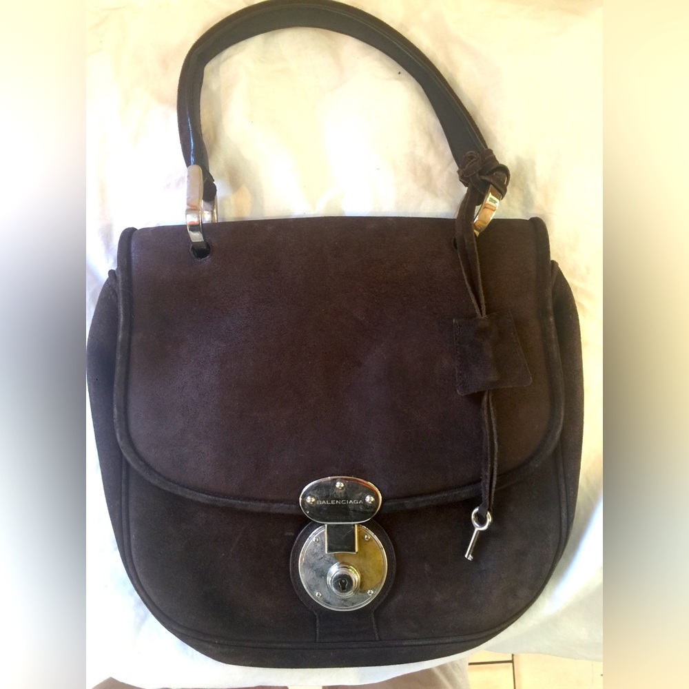 Balenciaga by Nicolas Ghesquire brown suede bag